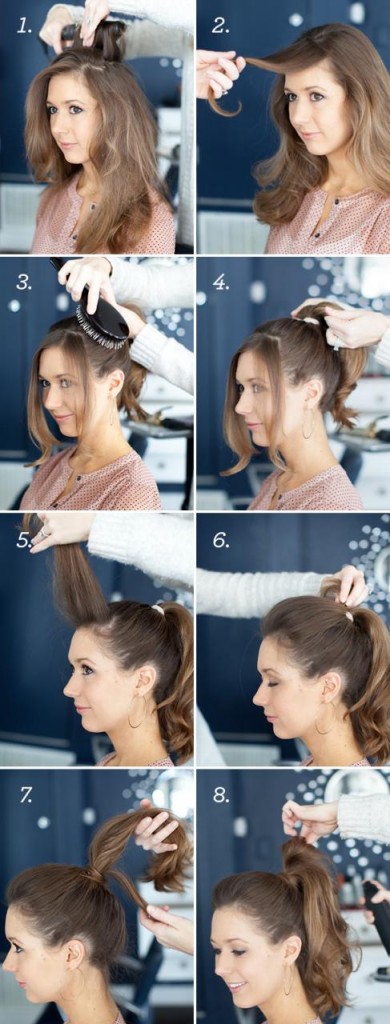 8 bước tạo kiểu tóc cột cao phồng đẹp như sao