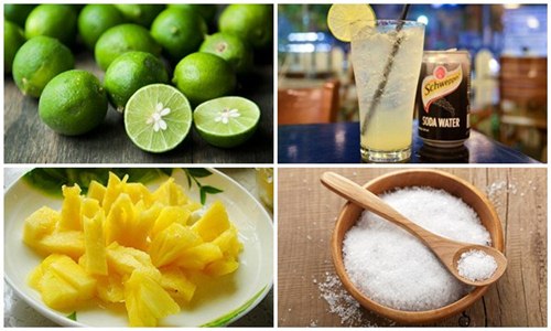 Cách 1: Nước soda, chanh và dứa