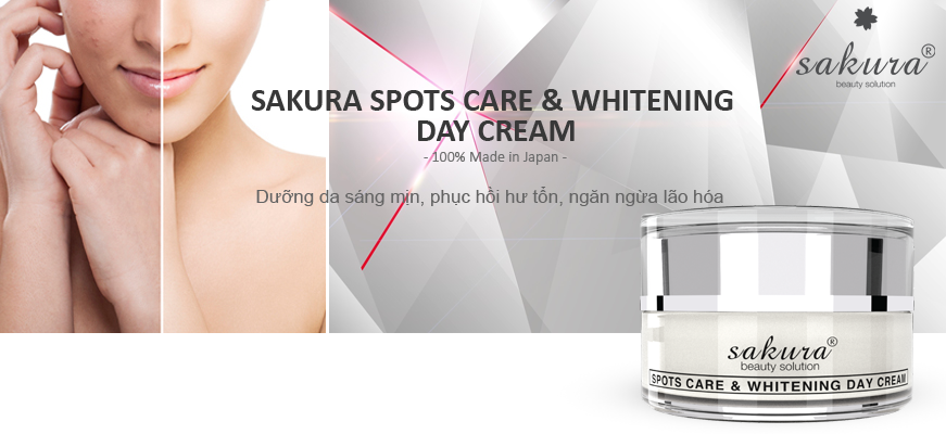 Kem dưỡng trắng da giúp giảm nám ban ngày Sakura spots care & whitening Day cream SPF 50+ PA++++