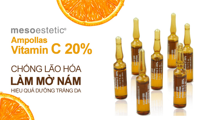 Vitamin C điều giúp giảm nám đốm nâu Mesoestetic Ampoules of Vitamin C 20‰