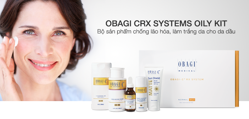 Bộ sản phẩm chống lão hóa, làm trắng da cho da dầu Obagi CRx Systems Oily Kit