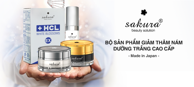 Bộ sản phẩm giảm nám sạm, tàn nhang, mờ thâm mụn và dưỡng trắng cao cấp Sakura