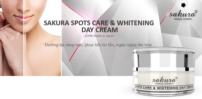Kem dưỡng trắng da giúp giảm nám ban ngày Sakura Spots Care & Whitening Day Cream SPF 50+ PA++++