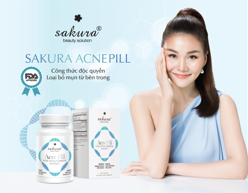 Viên uống giảm mụn, mờ thâm Sakura AcnePill