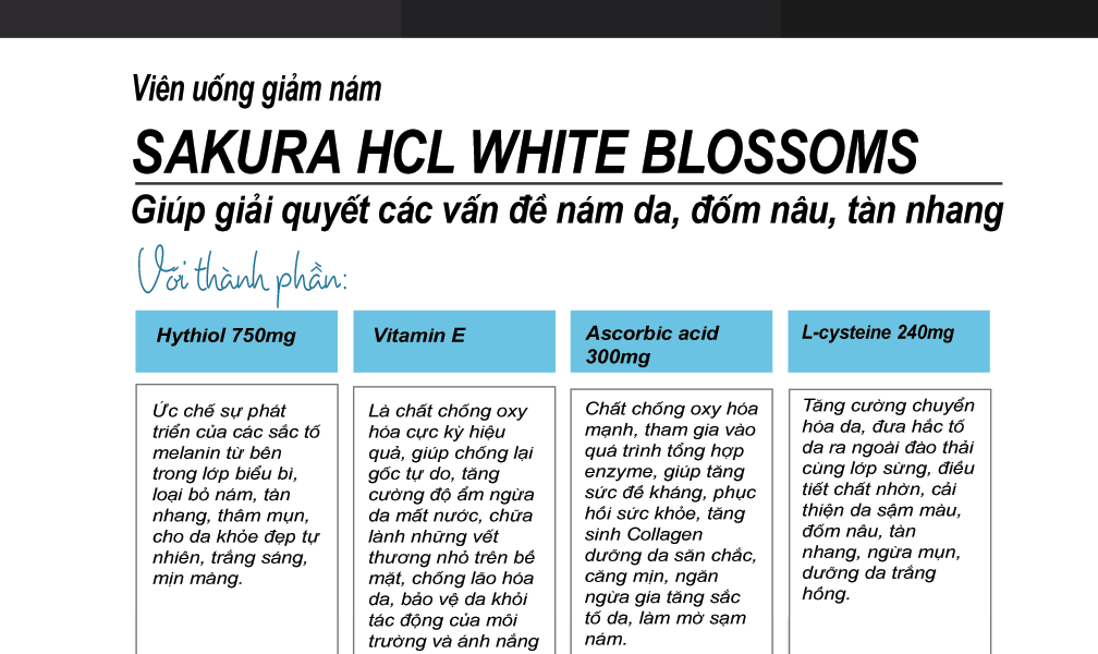 Viên Uống Trị Nám Sakura HCL White Blossom  5