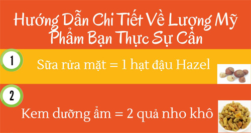 Dùng củ quả để đo lượng mỹ phẩm cần dùng