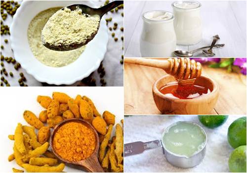 Cách 3: Bột đậu xanh + bột nghệ + chanh + mật ong + sữa chua