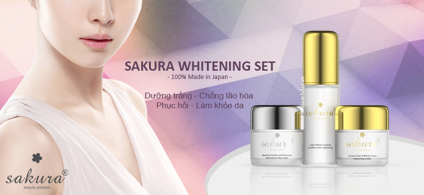 Bộ sản phẩm dưỡng trắng phục hồi làm khỏe da Sakura Whitening