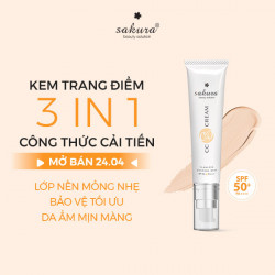 Kem trang điểm, chống nắng đa năng Sakura CC Cream Flawless Control Base SPF50+ PA++++