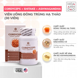 CORDYCEPS + SHITAKE + ASHWAGANDHA, HỖ TRỢ TĂNG CƯỜNG SỨC ĐỀ KHÁNG (HỘP 30 VIÊN)