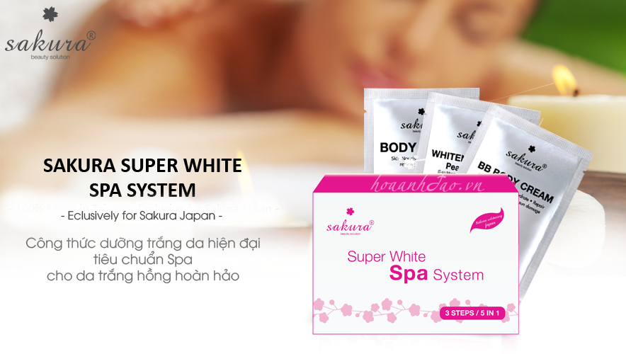  Bộ kem tắm trắng cao cấp tiêu chuẩn Spa Sakura Super White Spa System 